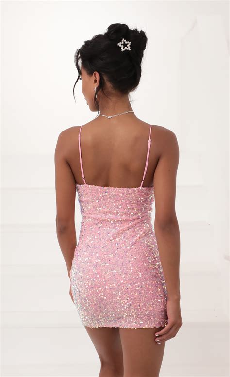 Party dresses > Iridescent Sequin Bodycon Dress in Pink