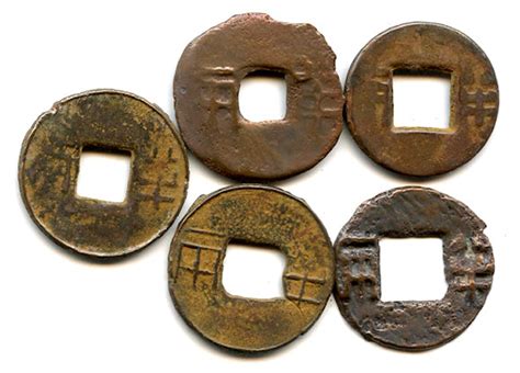 Lot of 5 bronze ban-liang cash, Western Han, 200-100 BC, China ...