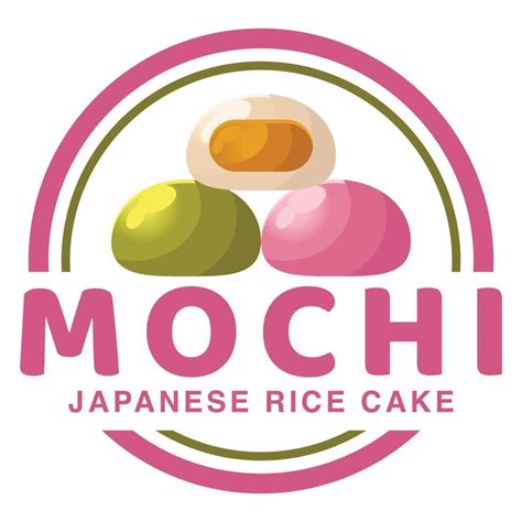 the logo for mochi japanese rice cake, which is made with fresh fruit ...