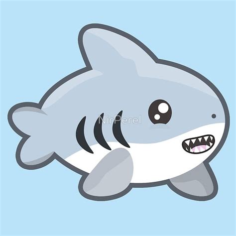 Kawaii Shark Photographic Print by NirPerel | Cute animal drawings ...