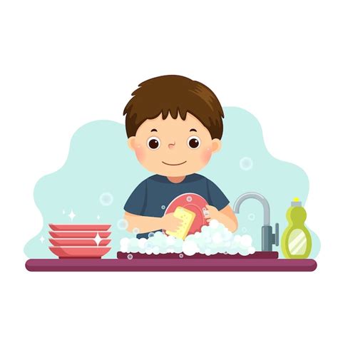 Kid washing dishes Vectors & Illustrations for Free Download | Freepik