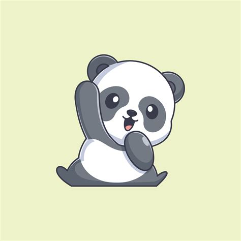 Cute panda waving hand cartoon 8243976 Vector Art at Vecteezy