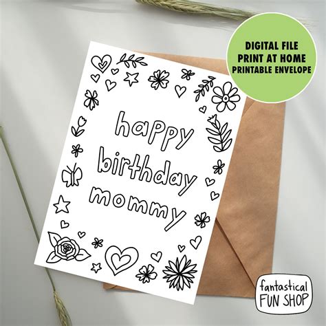 COLORABLE Birthday Card for Mom From Child From Daughter - Etsy