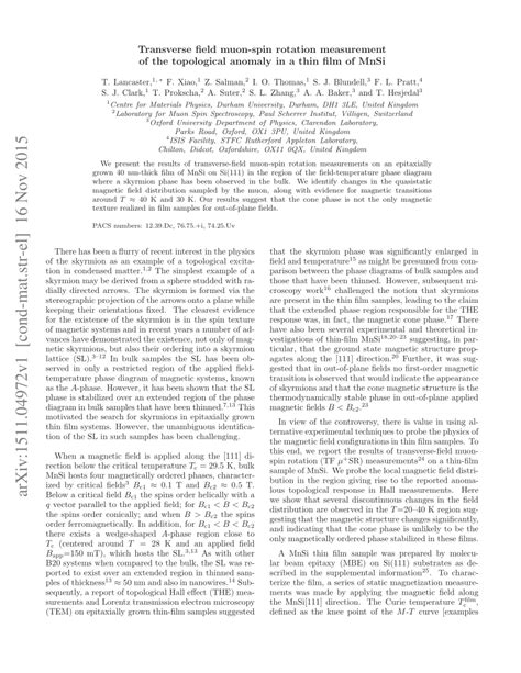 (PDF) Transverse field muon-spin rotation measurement of the ...