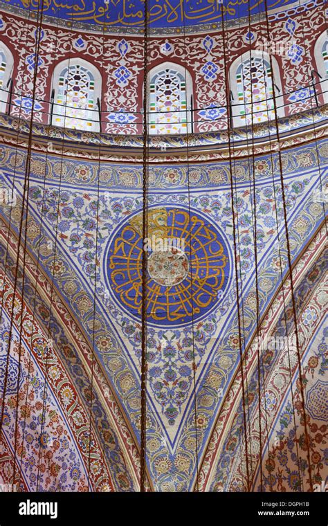 Interior view, detail view of Iznik ceramics, tiles Blue Mosque, Sultan ...