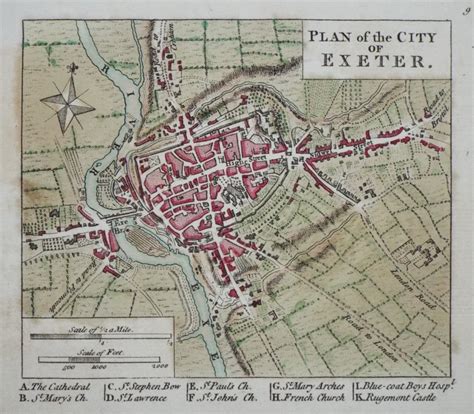 Antique Map of Exeter - Exeter