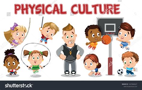 Sports Lessons Physical Education Class Concept Stock Vector (Royalty ...