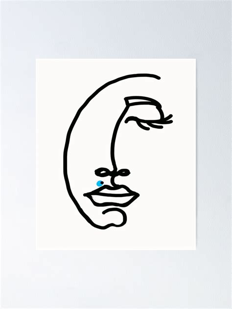 "Line drawing sleeping face - a moment of peace " Poster for Sale by ...