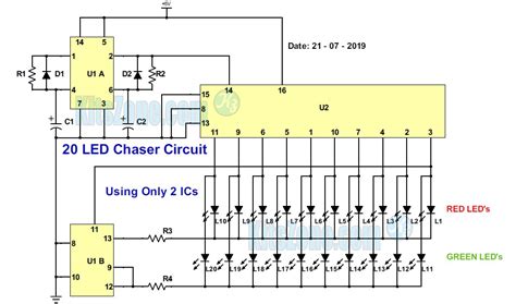 Led Chaser Circuit Diagram Without Ic