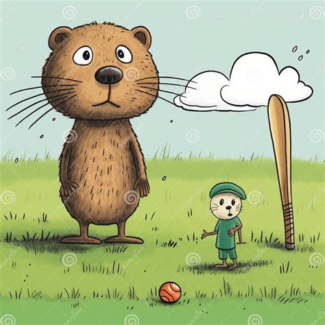 Playful Animal and Child Baseball Cartoon Illustration Stock ...