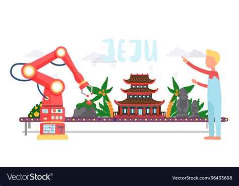 Line elements jeju island webpage traditional Vector Image