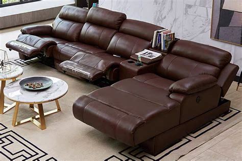 Grey Leather Corner Reclining Sofa | Baci Living Room