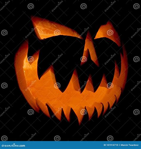 Halloween Pumpkin Face Ghost Glowing in the Dark. Stock Photo - Image ...