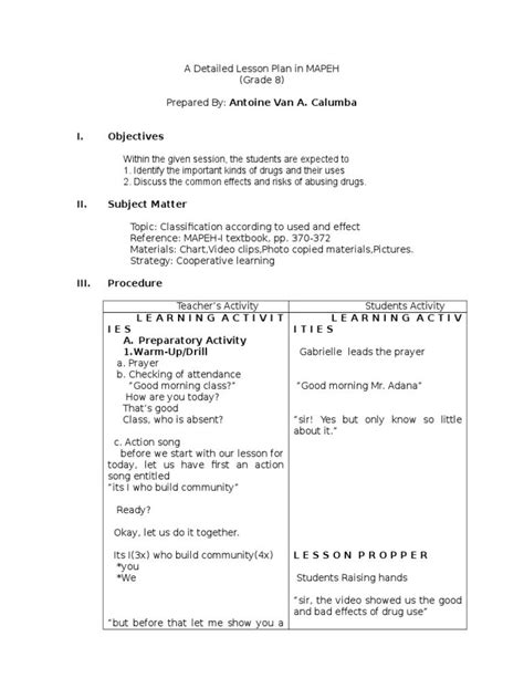 Detailed Lesson Plan In Mapeh Grade 7 Pdf - Mixed News