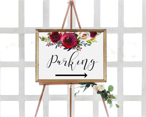 Parking Arrow Sign Printable Template Editable Wedding | Etsy