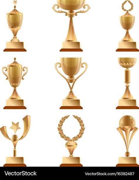 Golden trophy collections sports award Royalty Free Vector