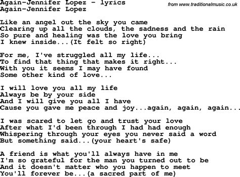 Love Song Lyrics for:Again-Jennifer Lopez