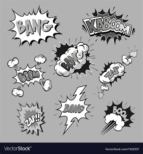 Boom set comic book explosion Royalty Free Vector Image