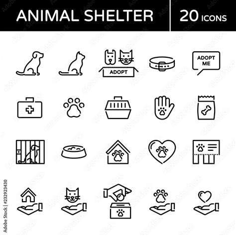 Vector Animal Shelter Icon Logo Set Stock Vector | Adobe Stock