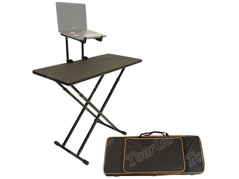 TourGo DJ Stand Workbench Adjustable Mobile DJ Table with Laptop Shelf ...