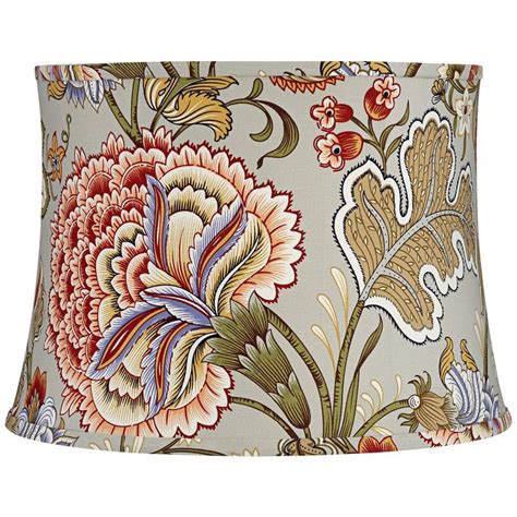 Springcrest Sage Green with Flower Print Drum Shade 14x16x11.5 (Spider ...