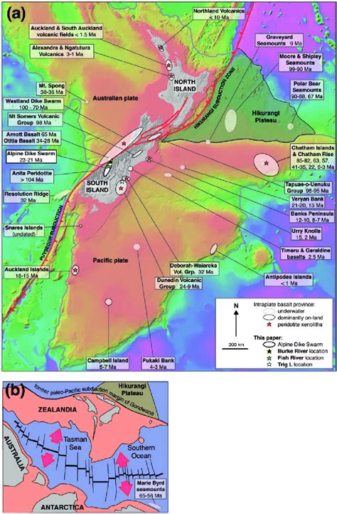 (a) Bathymetric map of Zealandia indicating the locations of ...