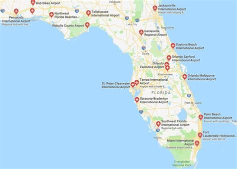 Map of Florida airports | Map of florida, Destin, Orlando sanford ...