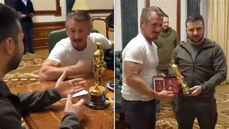 Hollywood actor Sean Penn gifts his Oscar to Ukrainian President ...