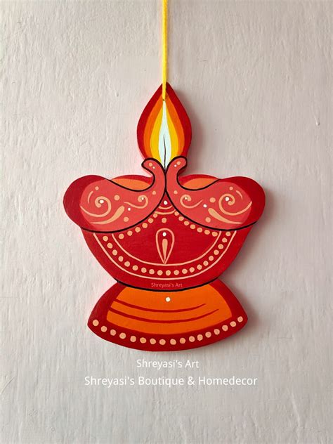 Diya Handpainted Wooden Showpiece | Diwali decoration items, Diwali ...