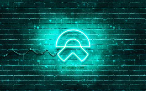 Download wallpapers NIO turquoise logo, 4k, turquoise brickwall, NIO ...