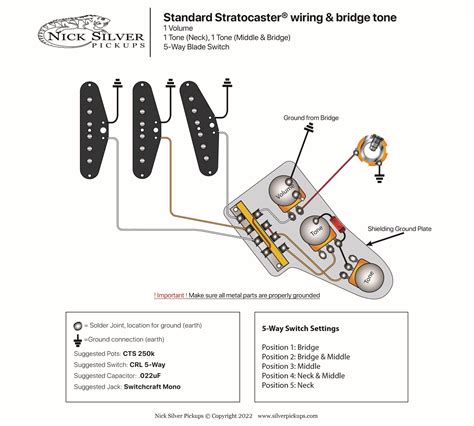 Strat 1V-2T-5-way-Bridge Tone | Nick Silver Pickups