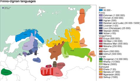 Distribution of Uralic languages [1398x814] : r/MapPorn