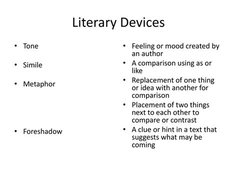 Literary Devices Tone Simile Metaphor Foreshadow - ppt download