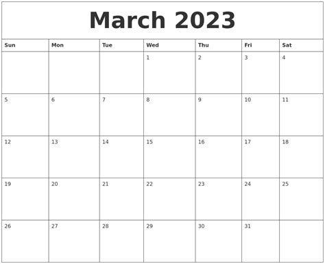 March 2023 Calendar