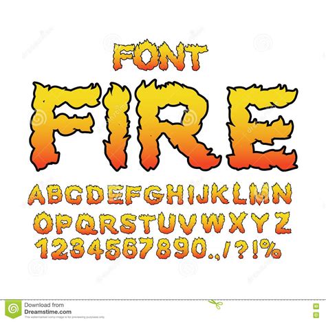 Fire Font Flame Abc Fiery Letters Burning Alphabet Hot Typography Blaze ...