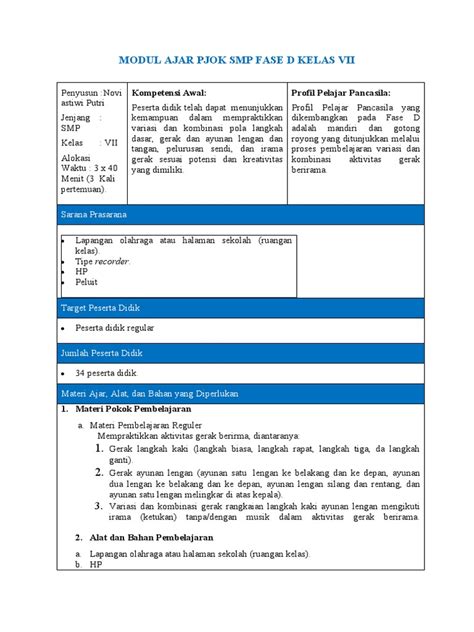 Modul Ajar Senam Irama | PDF