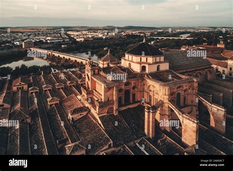 City ancient architecture of Cordoba viewed from air in Spain Stock ...