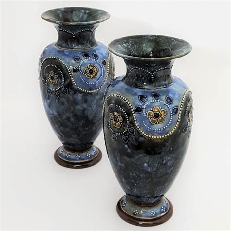 Antique Pair of Royal Doulton Stoneware Vases c1910 | ANTIQUES.CO.UK