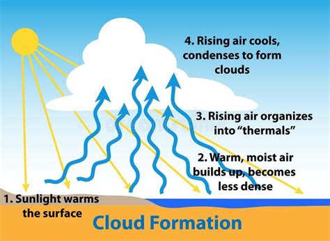 Cloud Formation as thermals form. Cloud formation science diagram. How ...