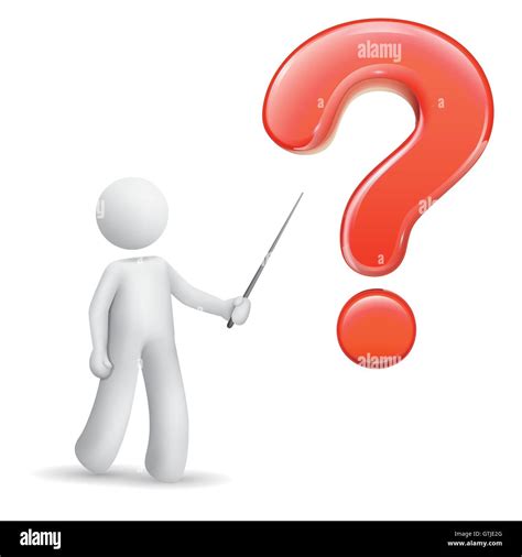 3d person pointing at a big question mark isolated white background ...