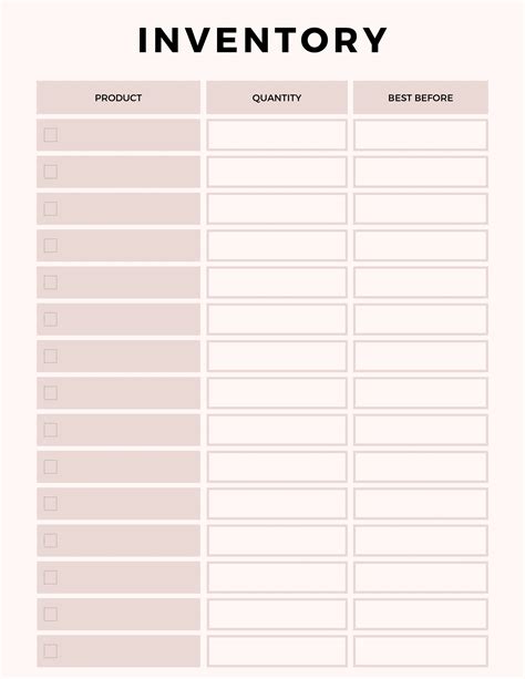 Printable Inventory Management Form, Inventory Sheet, Inventory List ...