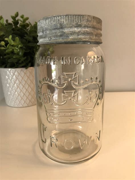 Vintage Crown Quart Canning Jars With Glass Lids and Zinc - Etsy