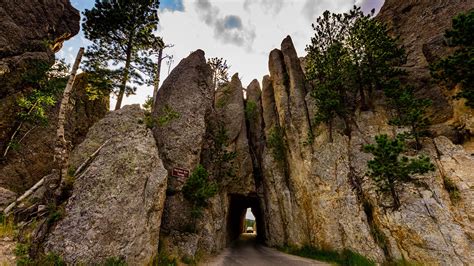 The Needles Eye Tunnel in Black Hills mountains, Highway 87, South ...