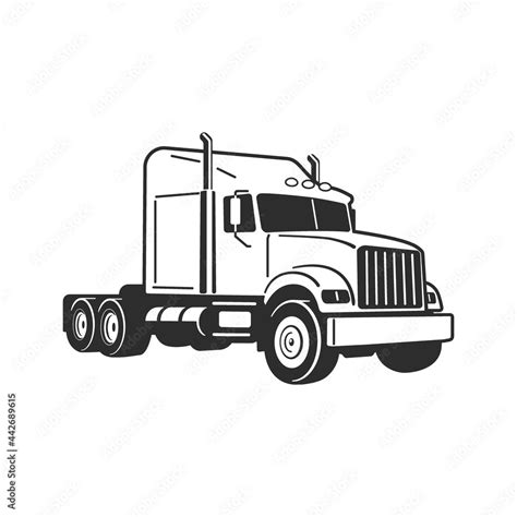 Semi Truck. Vector Outline Lorry. Freight transportation. Modern flat ...