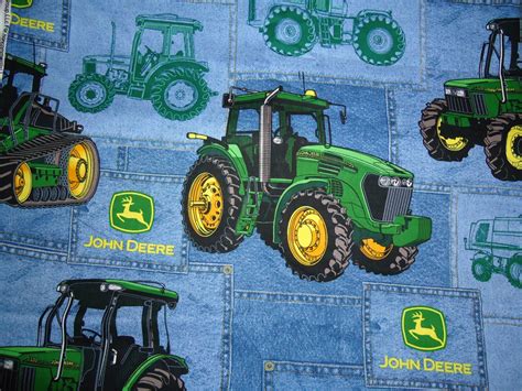 John Deere Denim Patch Cotton Fabric sold by the Yard