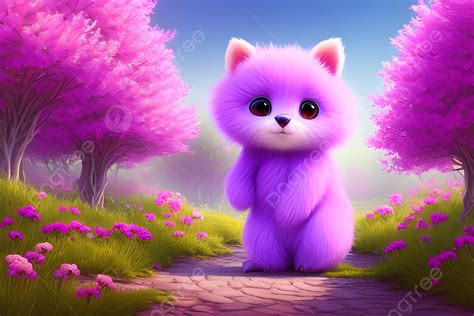 Cute Animal Creature With Adorable Face In Full Body Light Purple ...