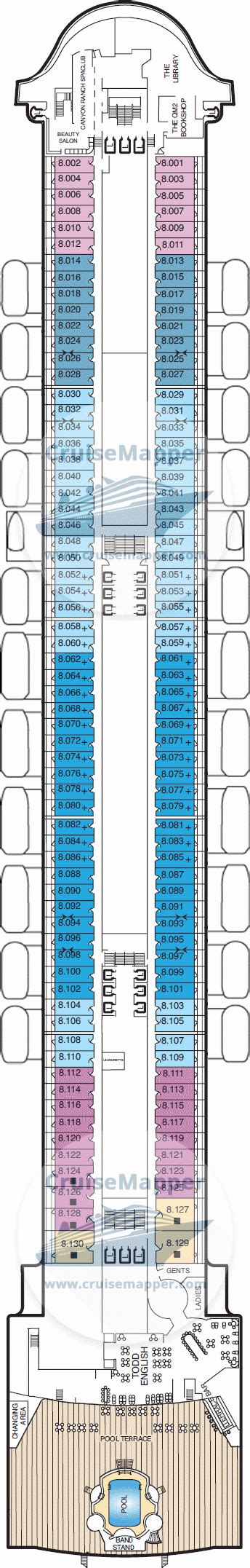 Queen Mary 2 deck 8 plan | CruiseMapper