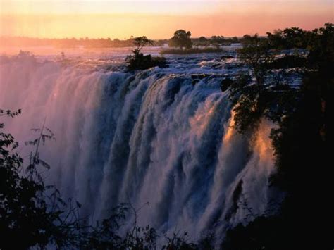 Victoria Falls at Sunset from Zambia, Victoria Falls, Zambia ...