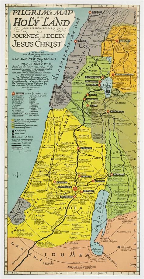 Pilgram's Map of the Holy Land - 1942 | Bible land, Bible mapping ...