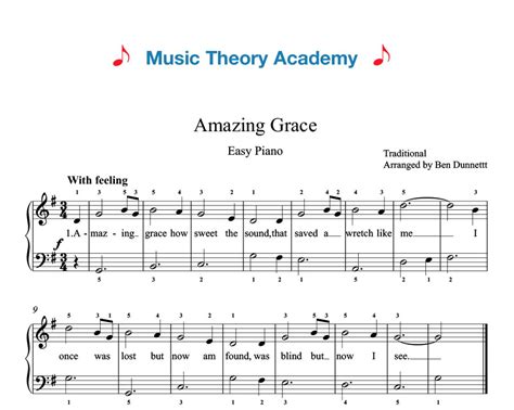 Amazing Grace - Music Theory Academy - Easy piano music download